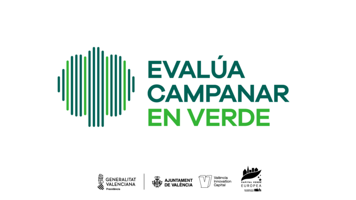 Logotip del projecte evalúa Campanar en Verd amb els logotips institucionals