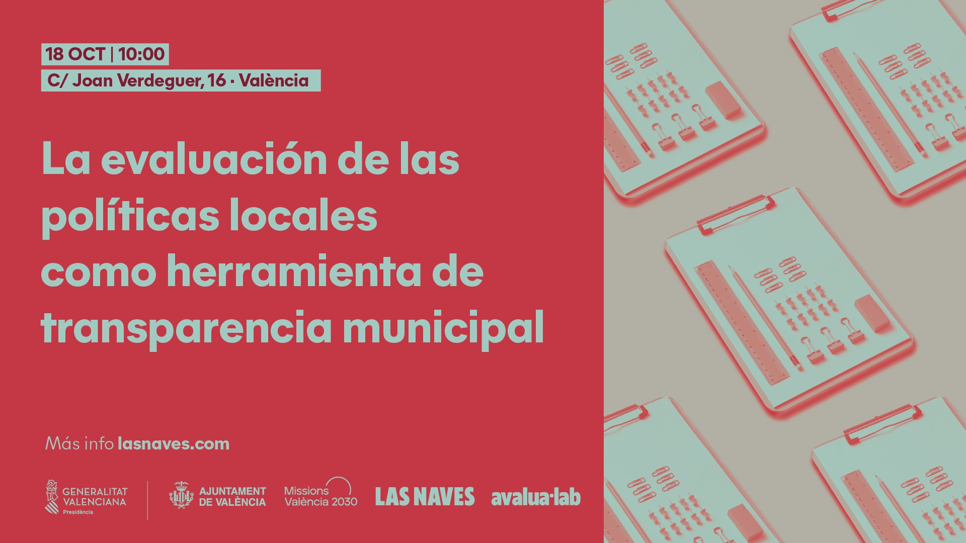 Cartell de la presentació de L'avaluació de les polítiques locals com ferramenta de transparència municipal de Avalualab